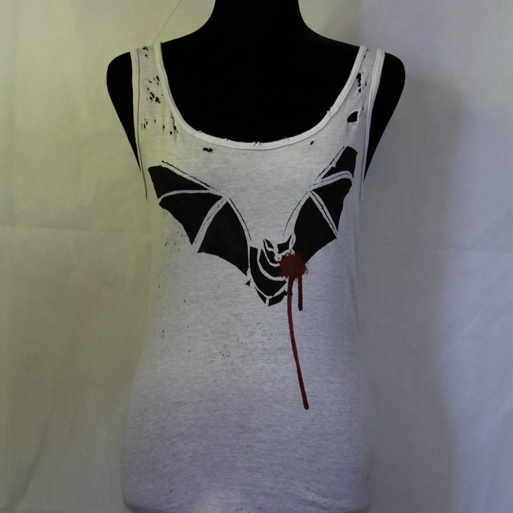 Bat Vampire Handmade Distressed Destroyed Shirt